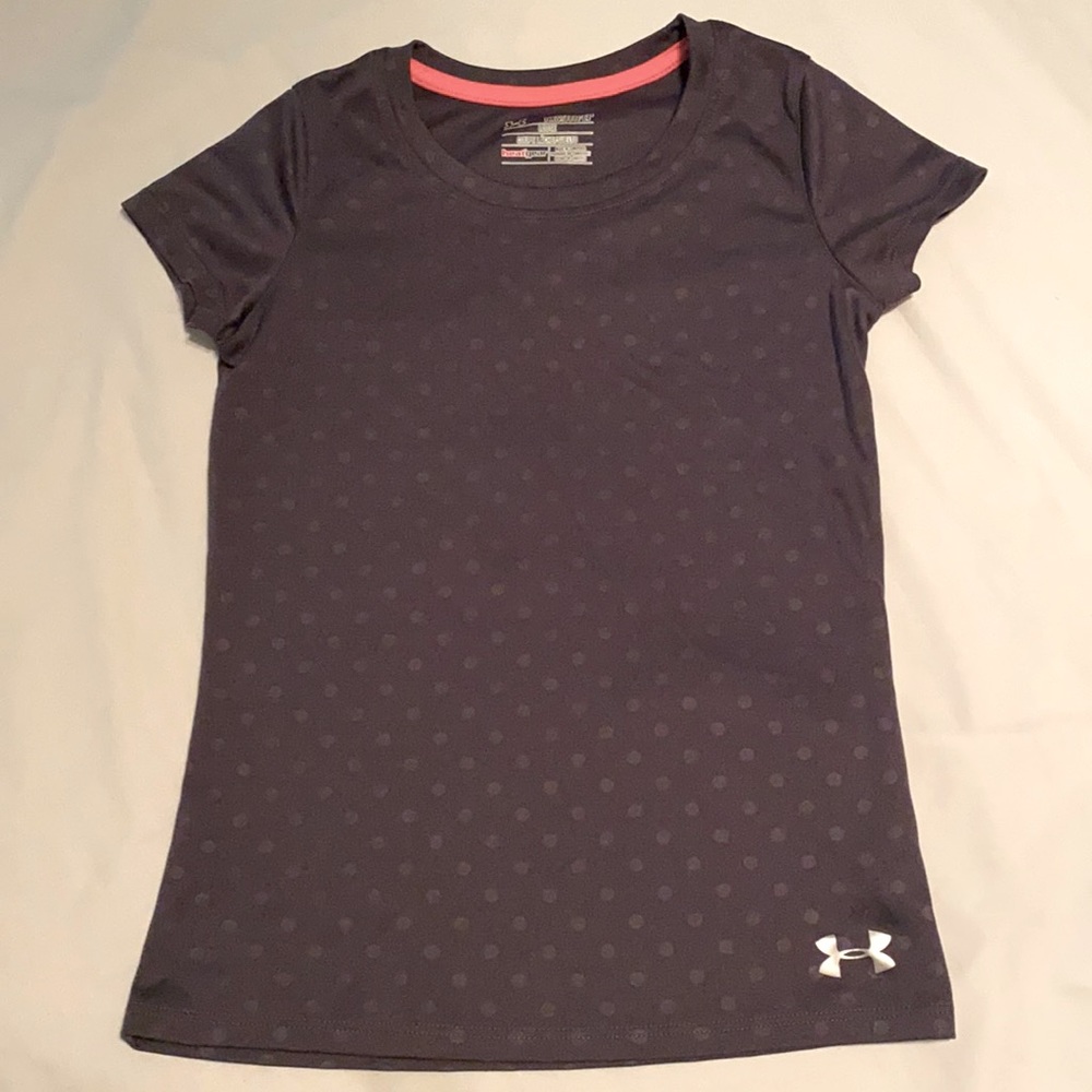 SOLD YXS Under Armour gray with gray polka dots shirt